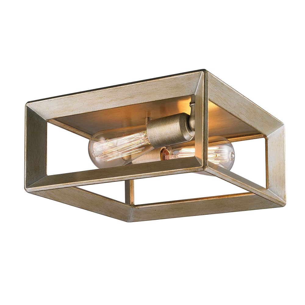 Golden Lighting Smyth 2-light Flush Mount in White Gold
